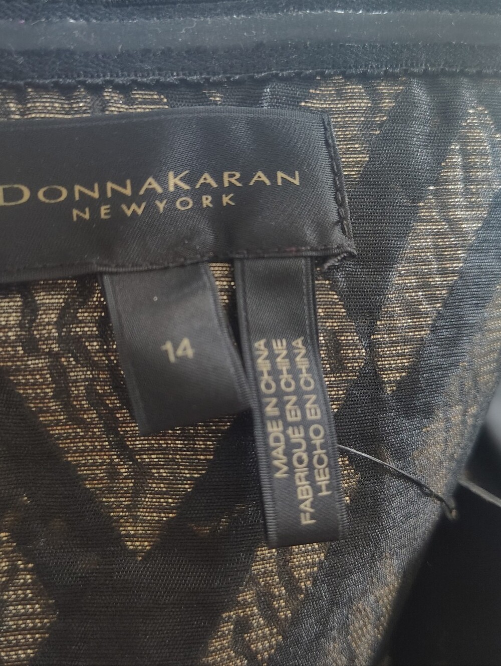 Donna Karan New York Strapless Jacquard Fit & Flare Dress in Black and Gold 14 - Picture 10 of 15